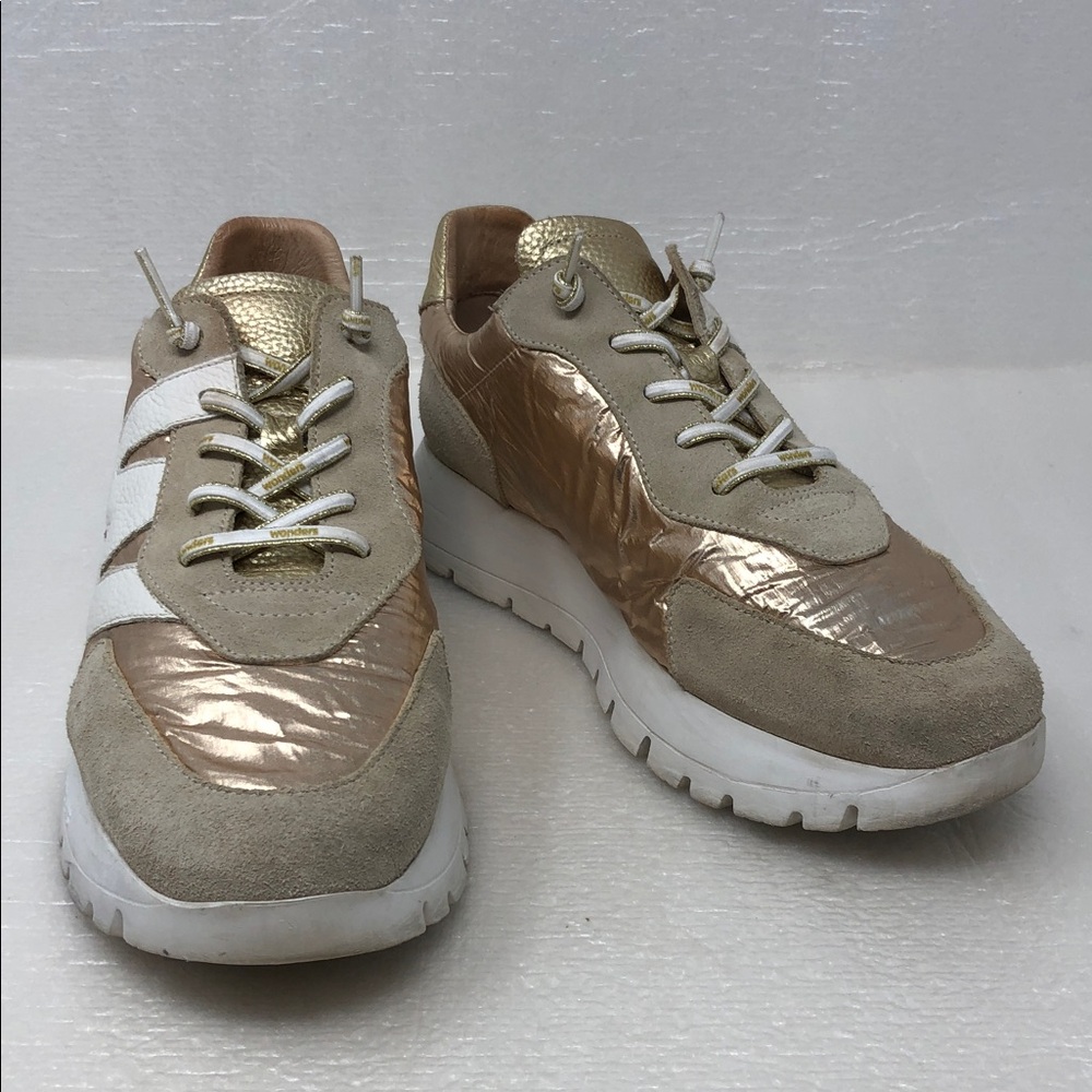 Wonders Oslo Sneakers Gold And Beige Leather Size 38 EU - Picture 16 of 16